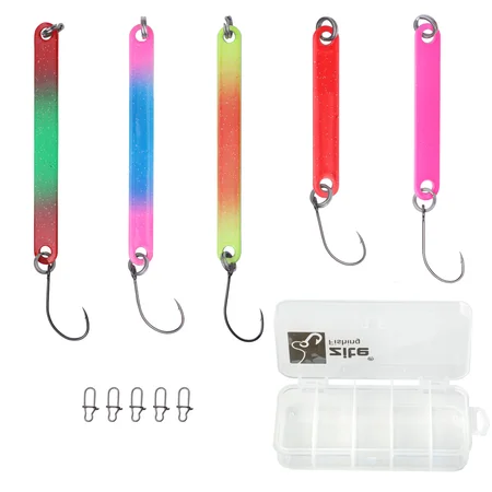 Forellen Stick Spoons UV Aktiv 4-6cm Set 5 Stück in Box Zite Fishing