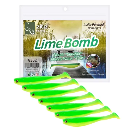 Inzite Pershad Lime Bomb 8 cm 7 STK Gummiköder Barsch
