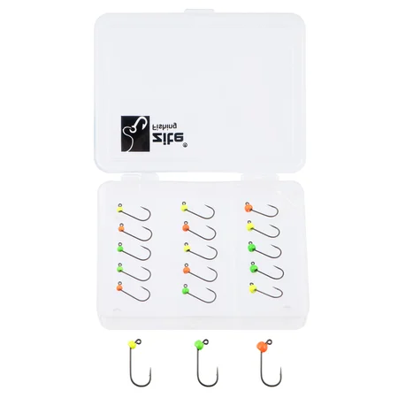 Zite Fishing Tungsten ProSharp Jighaken Set #8 Neon 18 Angelhaken 0,3-0,7g Jigköpfe Tefloncoated in Sortierbox