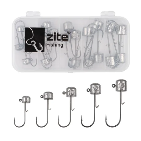 Zite Fishing Stand Up Jig Set 5-15g für Gummiköder - Jighaken Grundangeln 25 Stück in Sortierbox