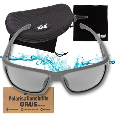 Zite Fishing Polarisationsbrille Orus – Silber verspiegelt mit UV400-Schutz, schwimmfähig & Hardcase