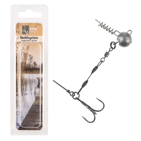 Zite Fishing Hecht-System Single Hook Natur 15g - ideal für Hechtköder 12-15 cm