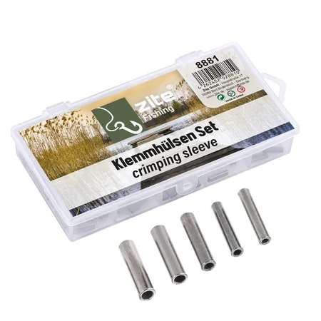 Klemmhülsen Set 100 Stück 5 Größen in Box Angelzubehör Zite Fishing