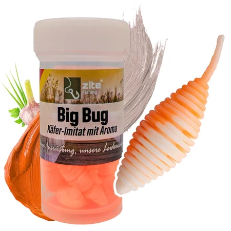 Big Bug Sweet Orange Knoblauch 5 cm, 8 Stück – Forellen-Gummiköder mit Knoblaucharoma für UL-Angeln