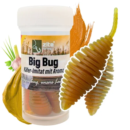 Big Bug Peachy Knoblauch 5 cm – Forellenköder mit Aroma, 8 Stück Gummiköder Softbait