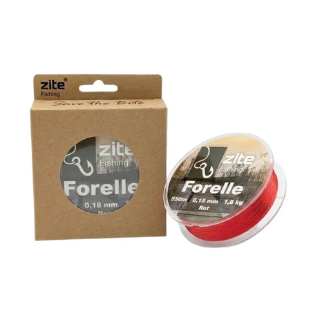 Zite Fishing Forellenschnur monofil rot | 550 m | 0,18 mm | 1,8 kg Tragkraft | Nylon-Monoschnur für Forellenteich
