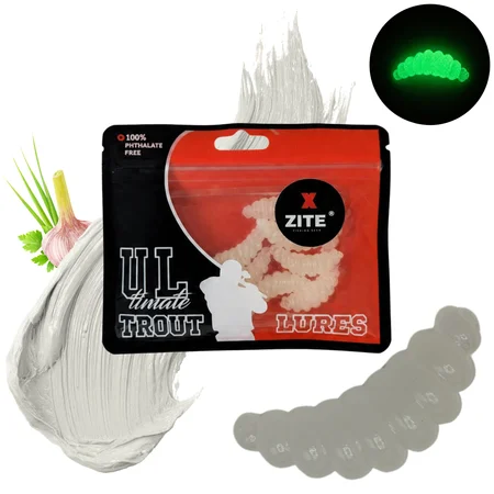 Special Glow Edition Big Mag Knoblauch 3 cm 10 Stück Forellen-Gummimaden