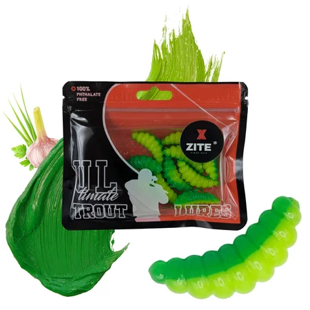 Big Mag Madenköder Grün/Gelb UV-aktiv Knoblauch 3 cm 10 Stück Forelle