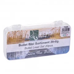 Zite Fishing Bullet Blei Sortiment 25 Angelgewichte 3,5g - 14g - ideal für Barsch & Zander - Praktische Sortierbox