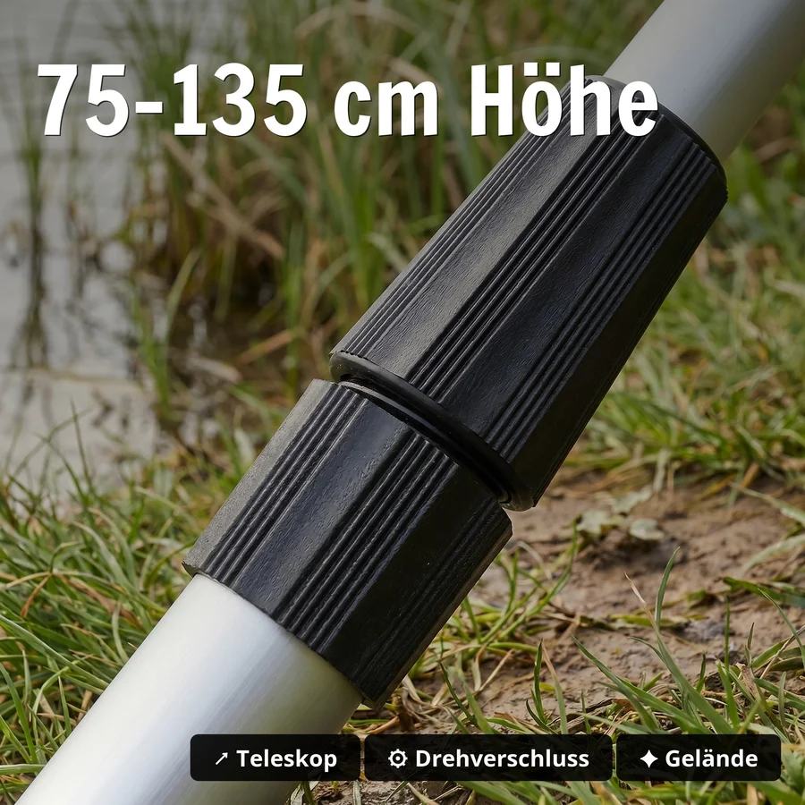 Teleskop-Rutenhalter 75–135 cm – Aluminium, V-Auflage mit Schnurlaufkerbe Zite Fishing - 75–135 cm Höhe