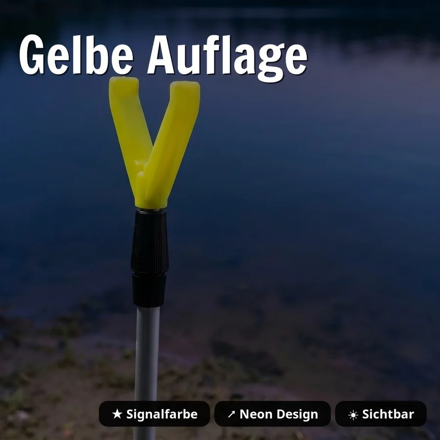 Teleskop-Rutenhalter 75–135 cm – Aluminium, V-Auflage mit Schnurlaufkerbe Zite Fishing - Gelbe Auflage
