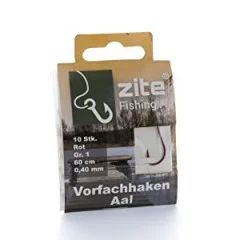 Zite Fishing 30x Haken mit Schnur Aal Gr. 2 Vorfachhaken gebunden mit monofiler Schnur - Fertig gebunden