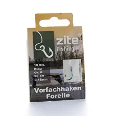 Zite Fishing 30x Haken mit Schnur Forelle Gr. 8 Vorfachhaken mit Schnur gebunden - Fertig gebundene Montage
