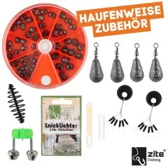 XXL Allround Angelzubehör-Set mit Vorfachhaken, Posen, Hakenlöser Set & vieles mehr - Vielseitiges Zubehör für flexible Montagen