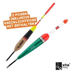 Basis Angelzubehör-Set mit Vorfachhaken, Posen, Schnurstopper & mehr - Ideal bei Tag und Nacht