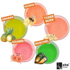 Zite Fishing Dip Powder Scopex/Tigernuss Fluo orange 50 g - 5 unwiderstehliche Aromen