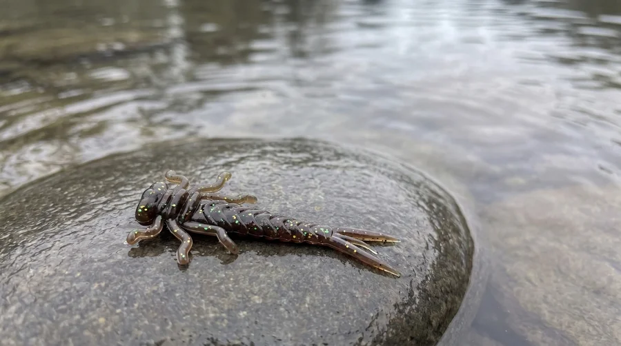Attracta Grub Natur Mix Knoblauch Forellenköder 5 cm Larvenimitat 8 Stück - Am Forellensee im Einsatz