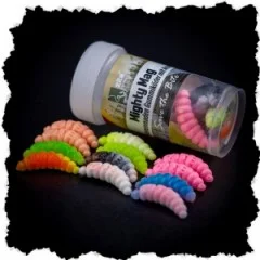 Mighty Mag Starter Set - 48 Gummiköder Knoblauch & Käse Aroma + 6 Tungsten Jighaken - 48 Stück im Set