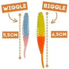 Zite Fishing Biggle Worm Allround Mix Knoblauch 6,5 cm 8 Stück - Noch größer als der Wiggle Worm