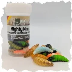 Mighty Mag Bienenmade Allround Mix Käse Gummiköder Forelle 2,8 cm 12 Stück - 12 Stück in einer Dose