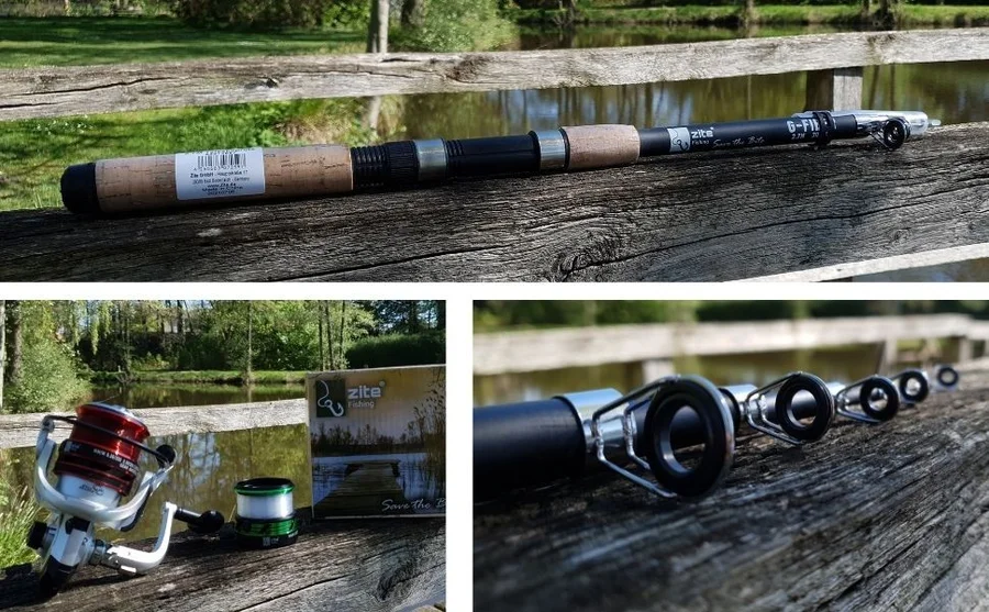 Aalangler Starterset mit Teleskoprute, Angelrolle, Aal Vorfachhaken, Sicherheitswirbel & mehr - Unsere Angelrute und Angelrolle im Outdoor-Einsatz