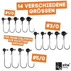 1/0 Tungsten Jighaken 14g 2tlg. Zite Fishing - Vielfältige Größen für jeden Einsatzbereich