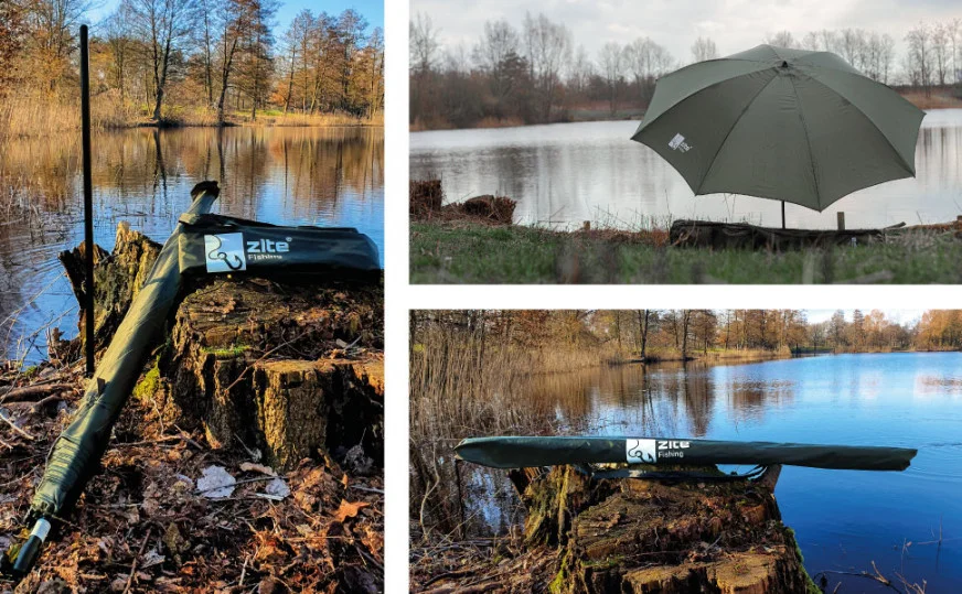 Angelschirm 250cm mit Schirmständer Set Zite Fishing - Unser Angelschirm im Outdoor-Einsatz