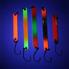 Forellen Stick Spoons UV Aktiv 4-6cm Set 5 Stück in Box Zite Fishing - UV-Farben