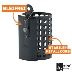Bleifreier Futterkorb zum Feeder-Angeln Metall 3x 80 g mit Wirbel Zite Fishing - Umweltfreundlich und bleifrei