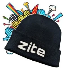 Zite Fishing Beanie Mütze Schwarz mit gestickten Logo - Einfach zu pflegen