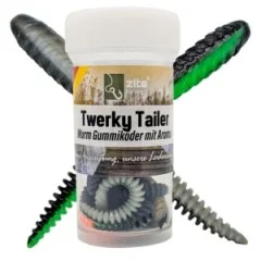 Zite Fishing Twerky Tailer Dark Mix Käse 7 cm 8 STK 3in1 Gummiköder Forelle - Fängigkeit bei schwierigen Bedingungen