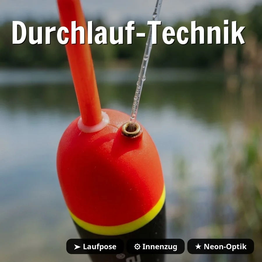 Hecht-Knicklichtposen 2er Pack 15g & 20g Durchlaufpose Neon Knicklichtaufnahme Zite Fishing - Durchlauf-Technik