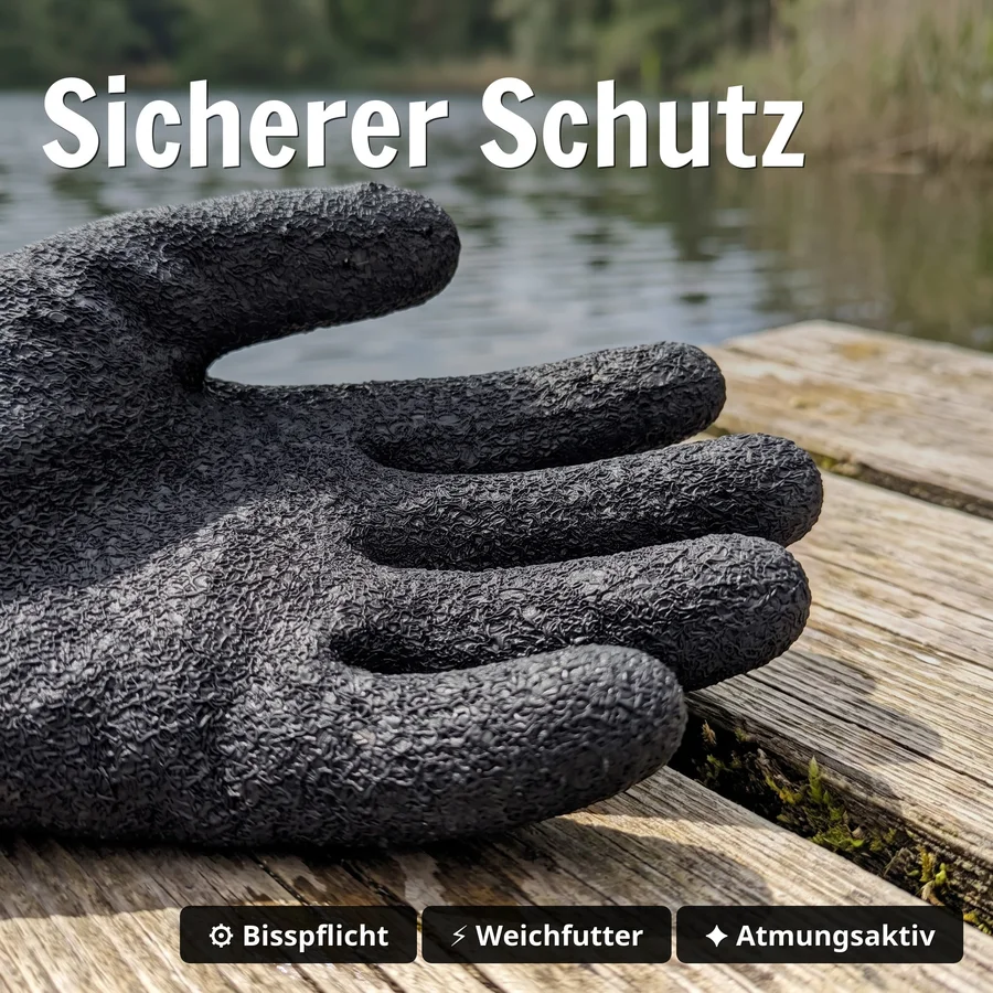 Zite Fishing Landehandschuh S/M mit Magnet-Karabiner – starker Grip & schnell trockendes Innenfutter - Sicherer Schutz