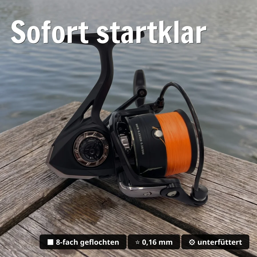 Zite Fishing Spinning Reel Pro 4000 bespult Spinnrolle mit Frontbremse 8+1 2 Aluminiumspulen für Spinnfischen - Sofort startklar