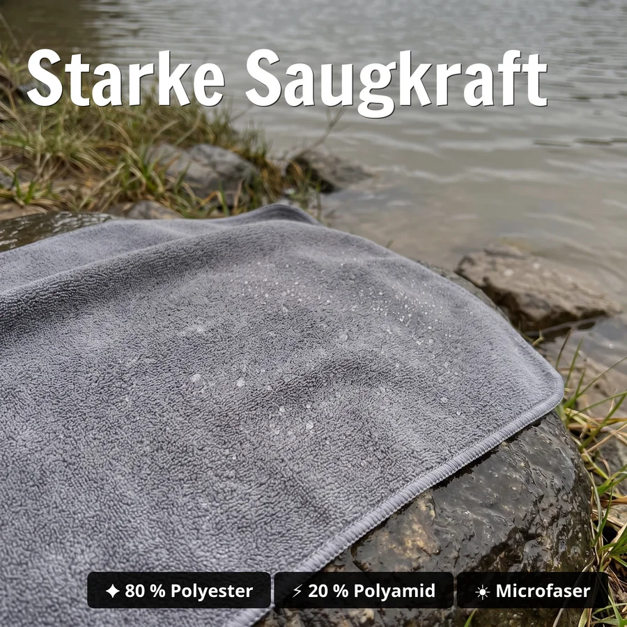 Microfaser Handtuch hohe Saugkraft schnell trocknend inkl. Karabiner Angeln & Outdoor Zite Fishing - Starke Saugkraft