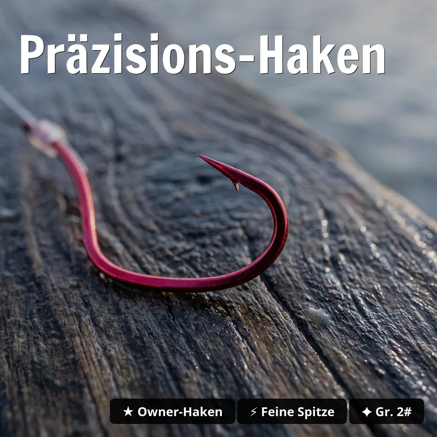 Premium Owner Vorfachhaken Aal Größe 2# mit Fluorocarbon Schnur 10 STK Angelfertig montiert - Präzisions-Haken