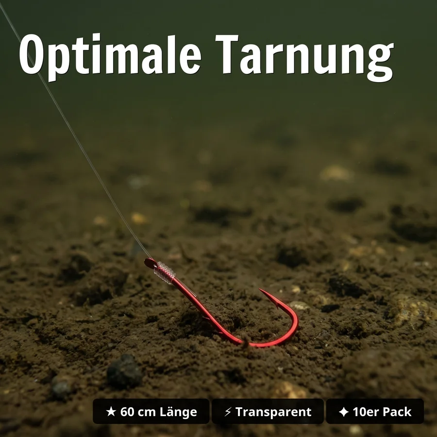 Premium Owner Vorfachhaken Aal Größe 2# mit Fluorocarbon Schnur 10 STK Angelfertig montiert - Optimale Tarnung
