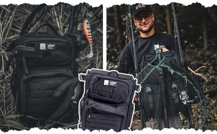 Zite Fishing Slingbag Angelrucksack mit 2 Tackleboxen - 36 x 25 x 13 cm Angeltasche - Unser Sling-Rucksack im Outdoor-Einsatz
