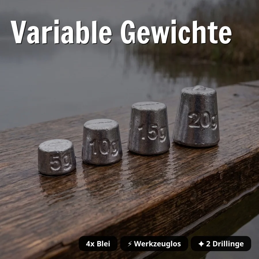 Zite Fishing Variables Hechtsystem L 13cm Natur 5-20g - ideal für Gummiköder 21-26 cm - Variable Gewichte