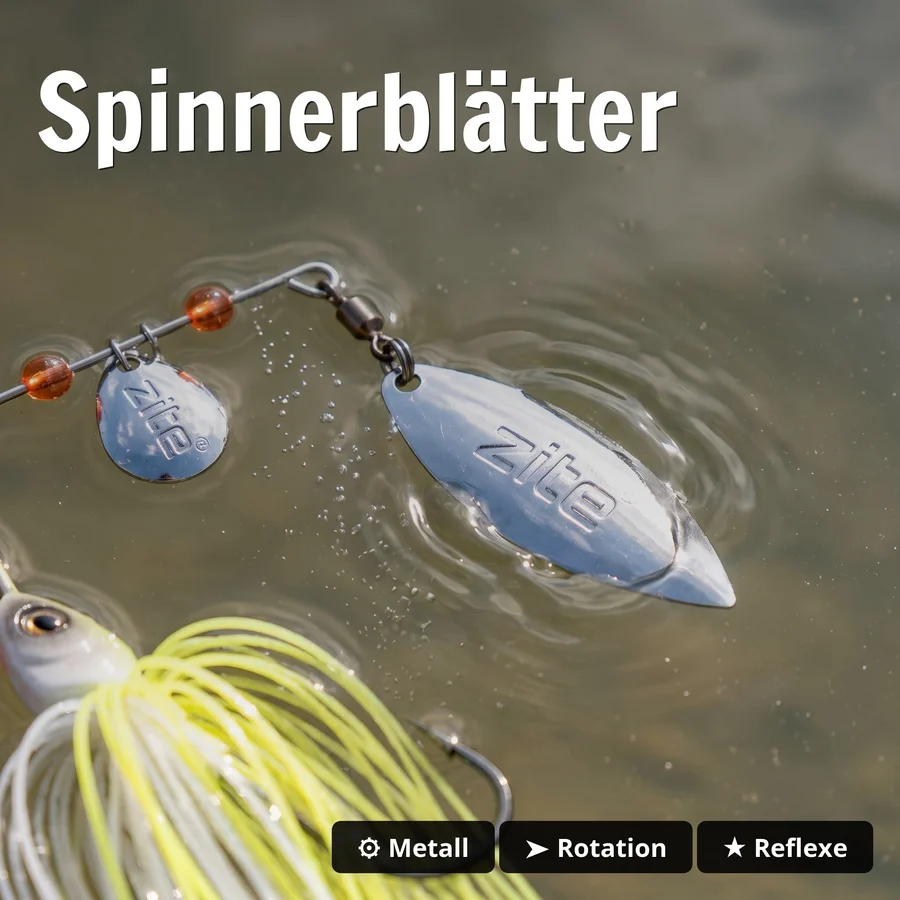 Inzite Rotator Spinnerbaits 10g – Haken 3/0 – Lemon Drop – mit Doppelspinnerblatt & Fransen - Spinnerblätter