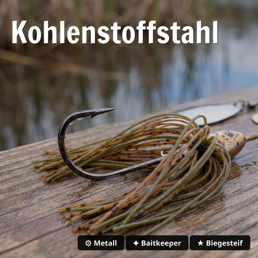 Inzite Rotator Spinnerbaits 21g – Haken 5/0 – Chestnut Bite – mit Doppelspinnerblatt & Fransen - Kohlenstoffstahl
