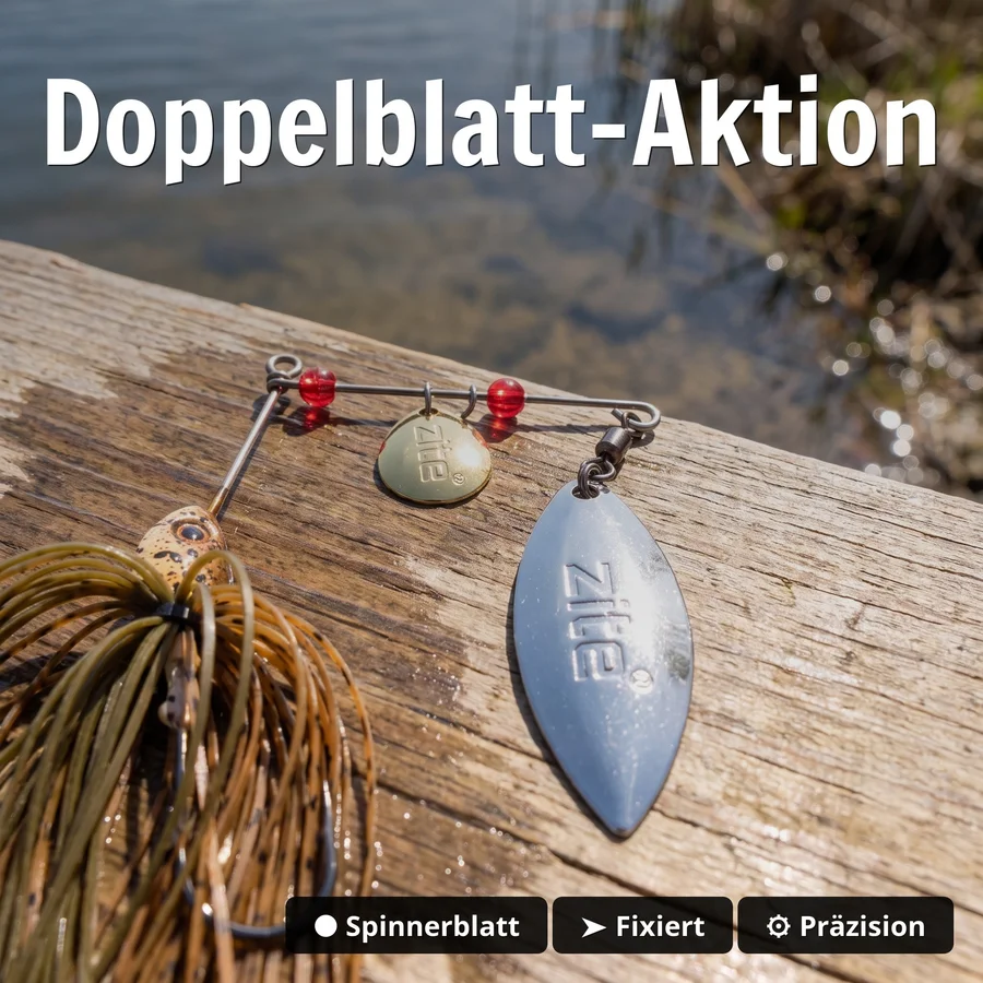 Inzite Rotator Spinnerbaits 21g – Haken 5/0 – Chestnut Bite – mit Doppelspinnerblatt & Fransen - Doppelblatt-Aktion