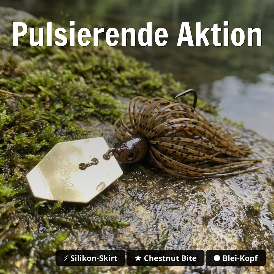 Inzite Blader Bladed Jig 10 g – Haken 3/0 – Chestnut Bite – Starke Vibration & Trailerfähig - Pulsierende Aktion