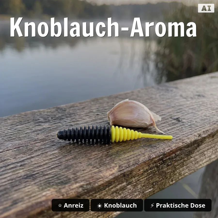 Wiggle Worm Forellenköder Schwarz Gelb mit Knoblauch-Aroma, 5,5 cm, 10 Stück Gummiköder - Knoblauch-Aroma