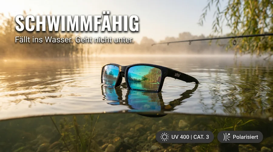 Zite Fishing Polarisationsbrille Culo – Blaugrün verspiegelt mit UV400-Schutz, schwimmfähig & Hardcase - Schwimmfähiger Durchblick am Wasser