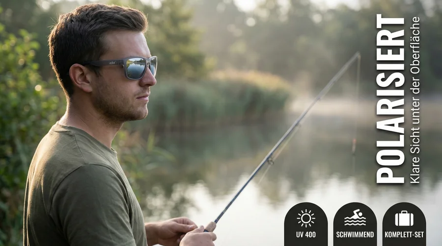 Zite Fishing Polarisationsbrille Culo – Silber verspiegelt mit UV400-Schutz, schwimmfähig & Hardcase - Vom Wasser nicht unterzukriegen