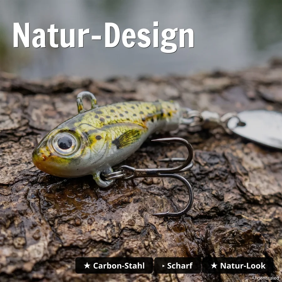 Zite Fishing Jigspinner Set Natur S 5g - 5 Spin Jigs im 3D-Beutefisch-Design für Barsch, Hecht & Zander - Natur-Design
