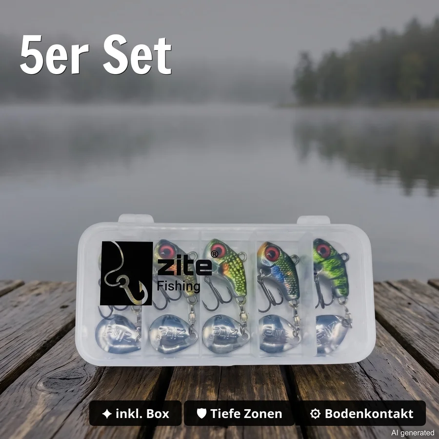 Zite Fishing Jigspinner Set Natur L 20g - 5 Spin Jigs im 3D-Beutefisch-Design für Barsch, Hecht & Zander - 5er Set