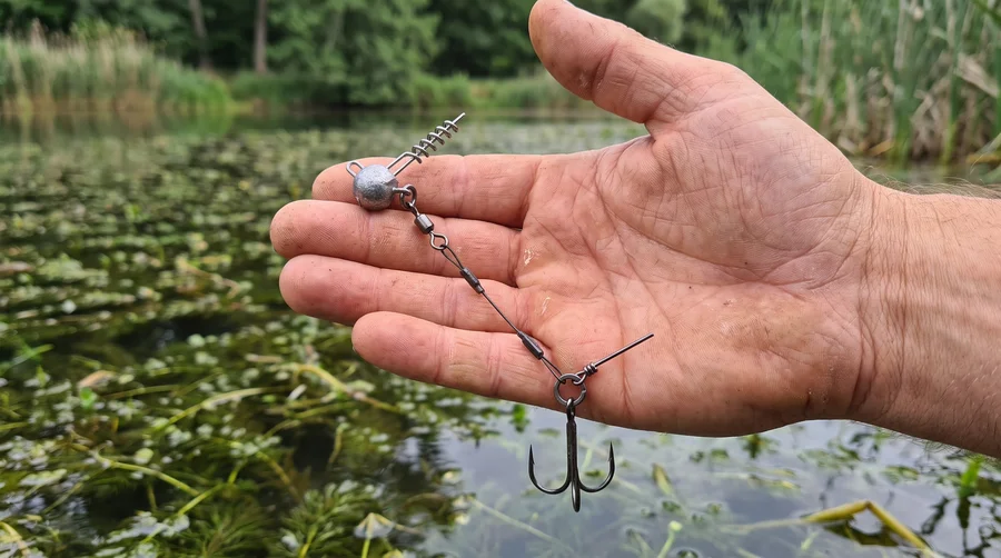Zite Fishing Hecht-System Single Hook Natur 15g - ideal für Hechtköder 12-15 cm - Hängersicher durchs Hechtrevier