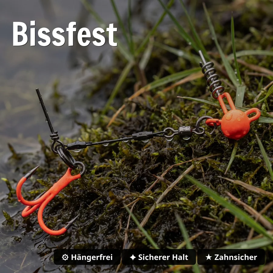 Zite Fishing Hecht-System Single Hook UV-Aktiv 15g - ideal für Hechtköder 12-15 cm - Bissfest